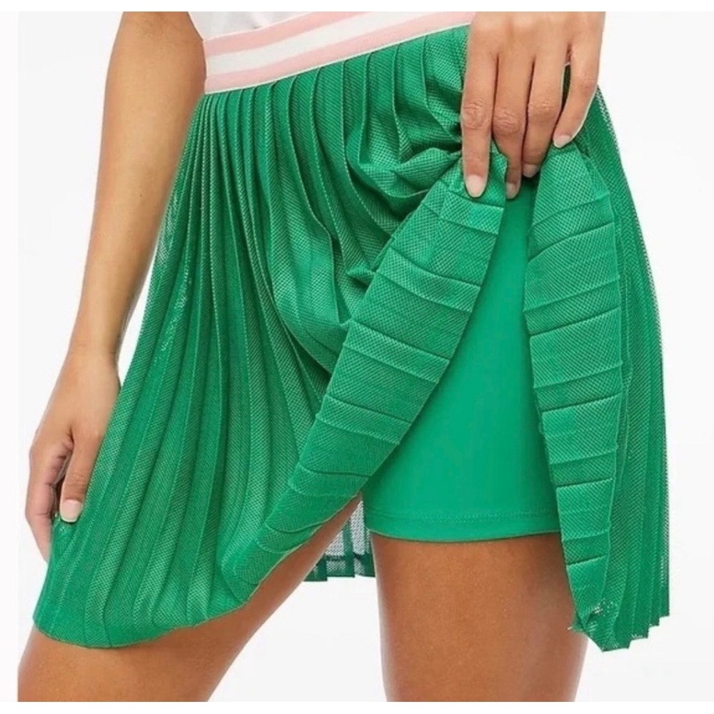 NWT J.Crew Mesh Pleated Pickleball Tennis Skort Green Large Athletic Preppy
